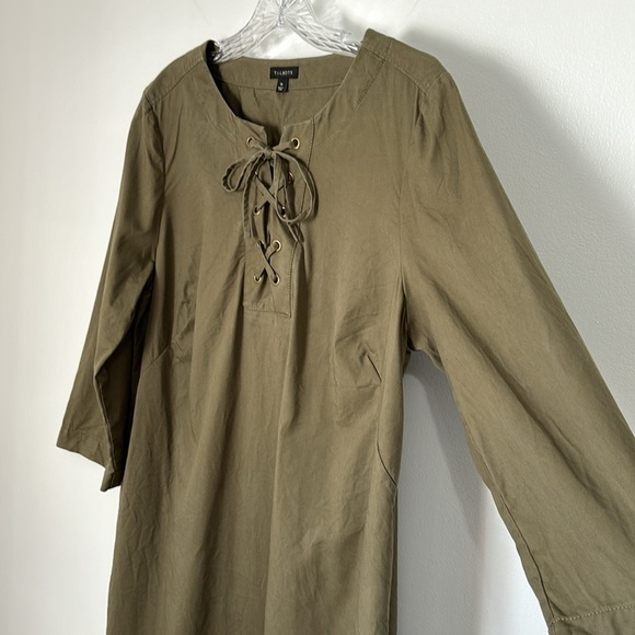 Talbots 16 Military Green Lace Up Shirt Dress Size 16 - Picture 4 of 7